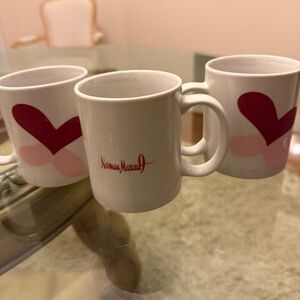 Neiman Marcus 10 Ounce 90th Anniversary Mugs with Heart Design Set of 3 Vintage